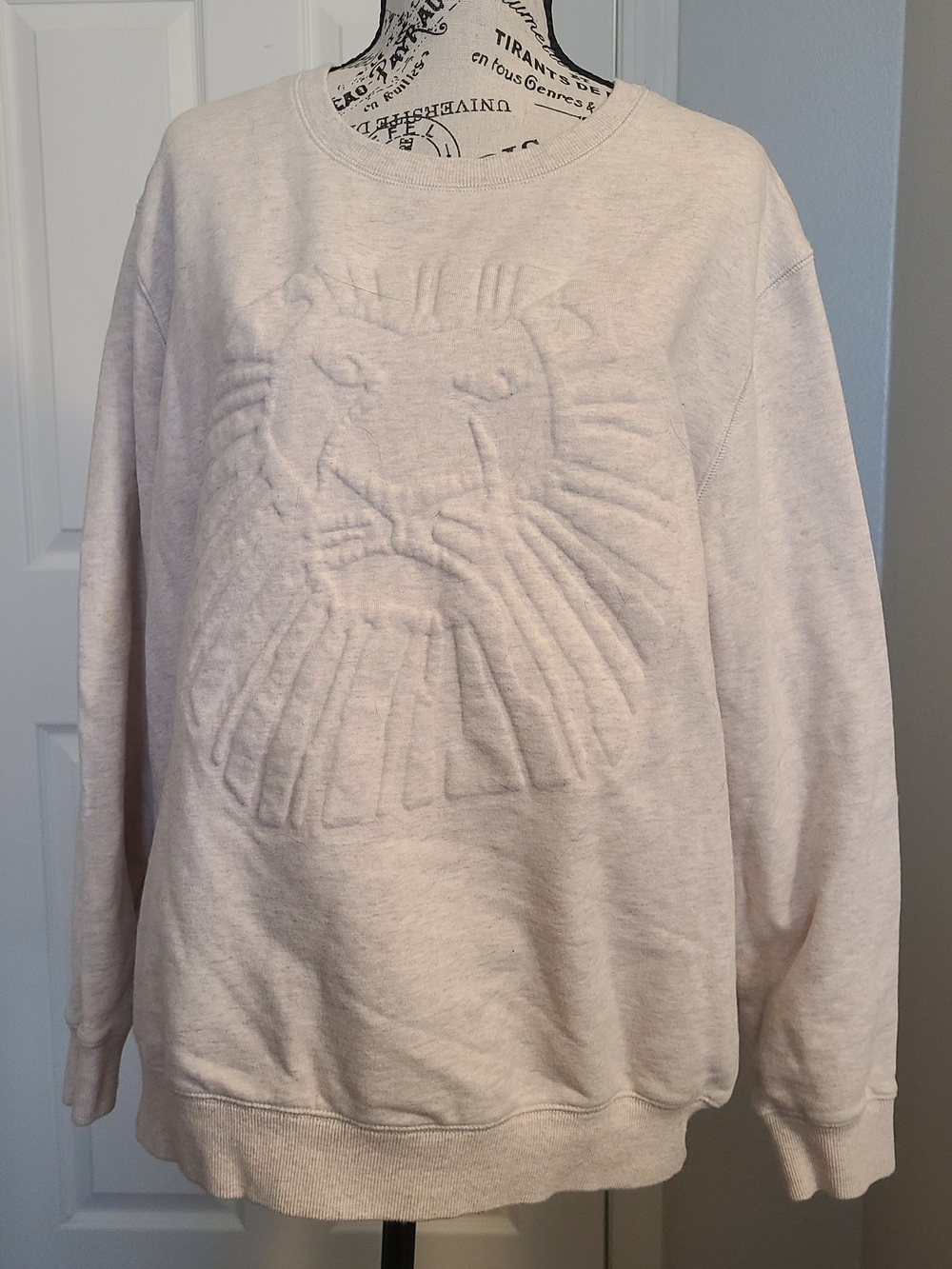 Disney Cream Crewneck Sweater with Embossed Lion